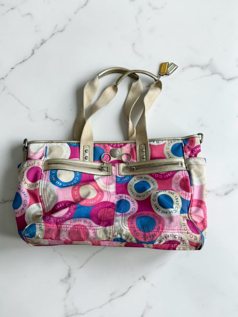 COACH Multicolor Large Logo Diaper Bag Tote Bag